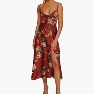 Floral Midi Satin Dress